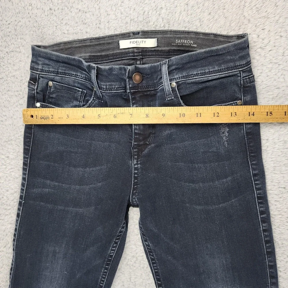 Fidelity Jeans Womens 27x32 Blue Saffron High Rise Skinny Flare Made USA Denim - Picture 6 of 16